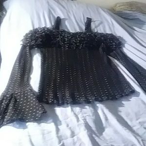 Black tee off the should top by KAELYN-MAX-X-II